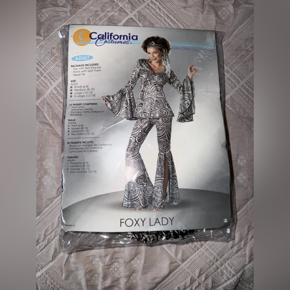 California Costumes Foxy Lady Jumpsuit in Black and White w/ Afro
